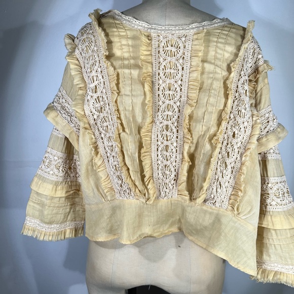 Magnolia Pearl Marburger Cotton Voile Lace Button Up Top NWT O/S - Picture 6 of 8